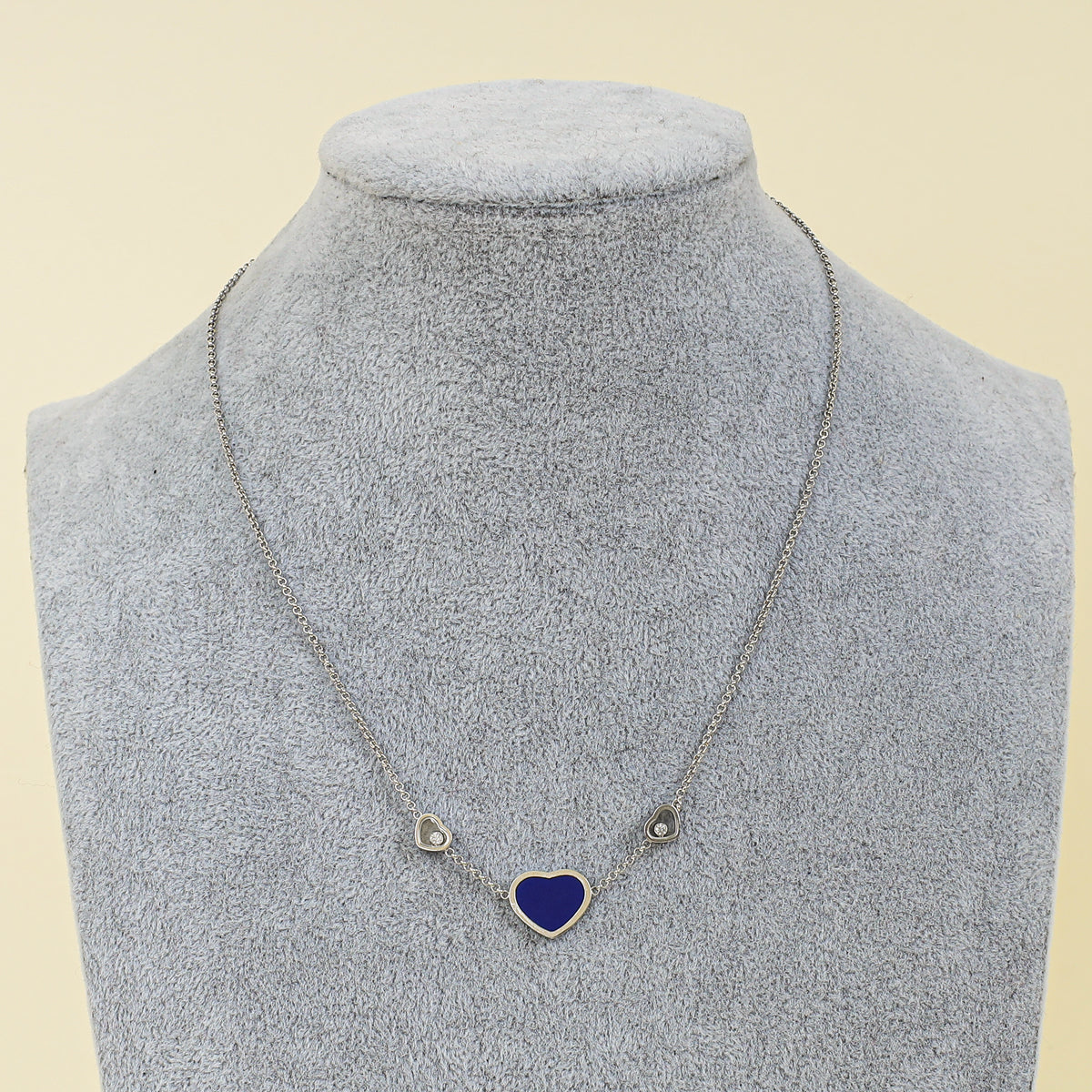 Chopard 18K White Gold Diamond Happy Hearts Necklace