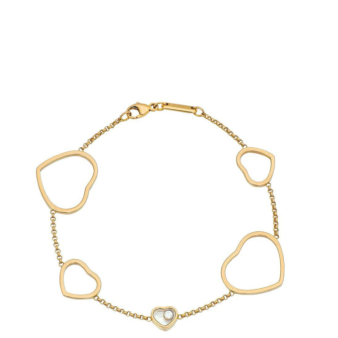 Chopard 18K Rose Gold Diamond Happy Hearts Bracelet
