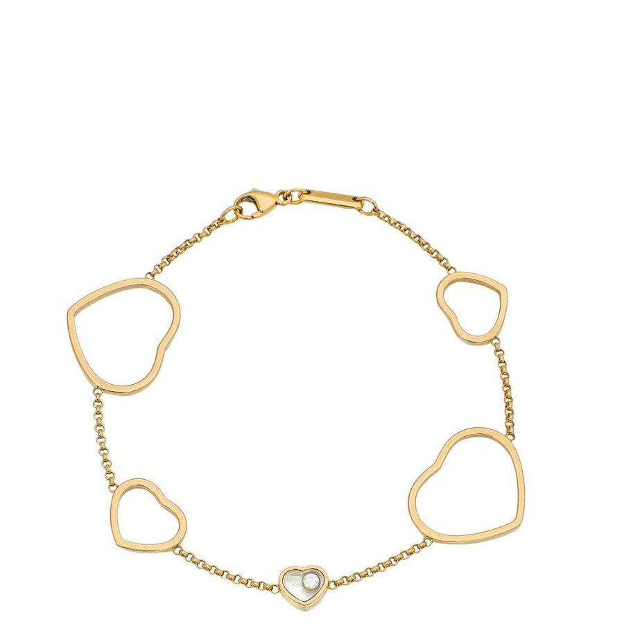 Chopard 18K Rose Gold Diamond Happy Hearts Bracelet