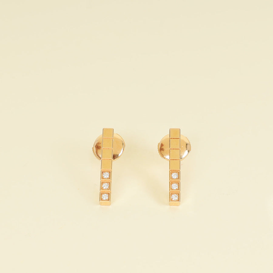Chopard 18K Rose Gold Ice Cube Diamond Earrings
