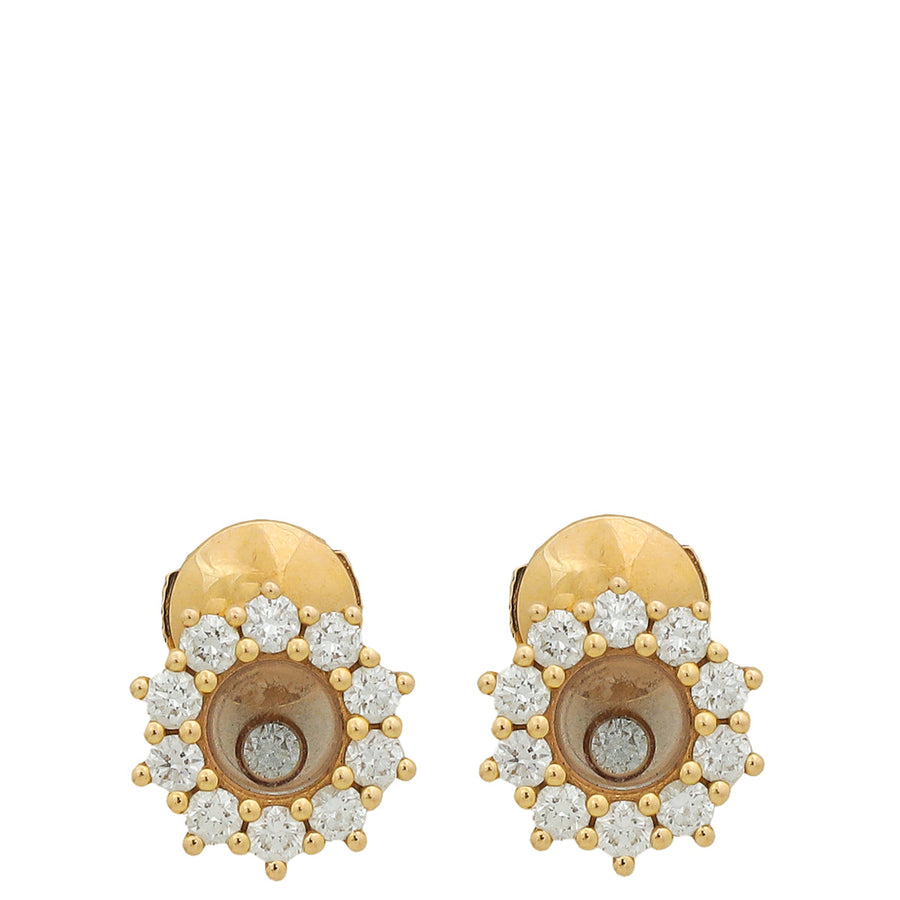 Chopard  18K Pink Gold  Happy Diamonds Icons Joaillerie Round Stud Earrings