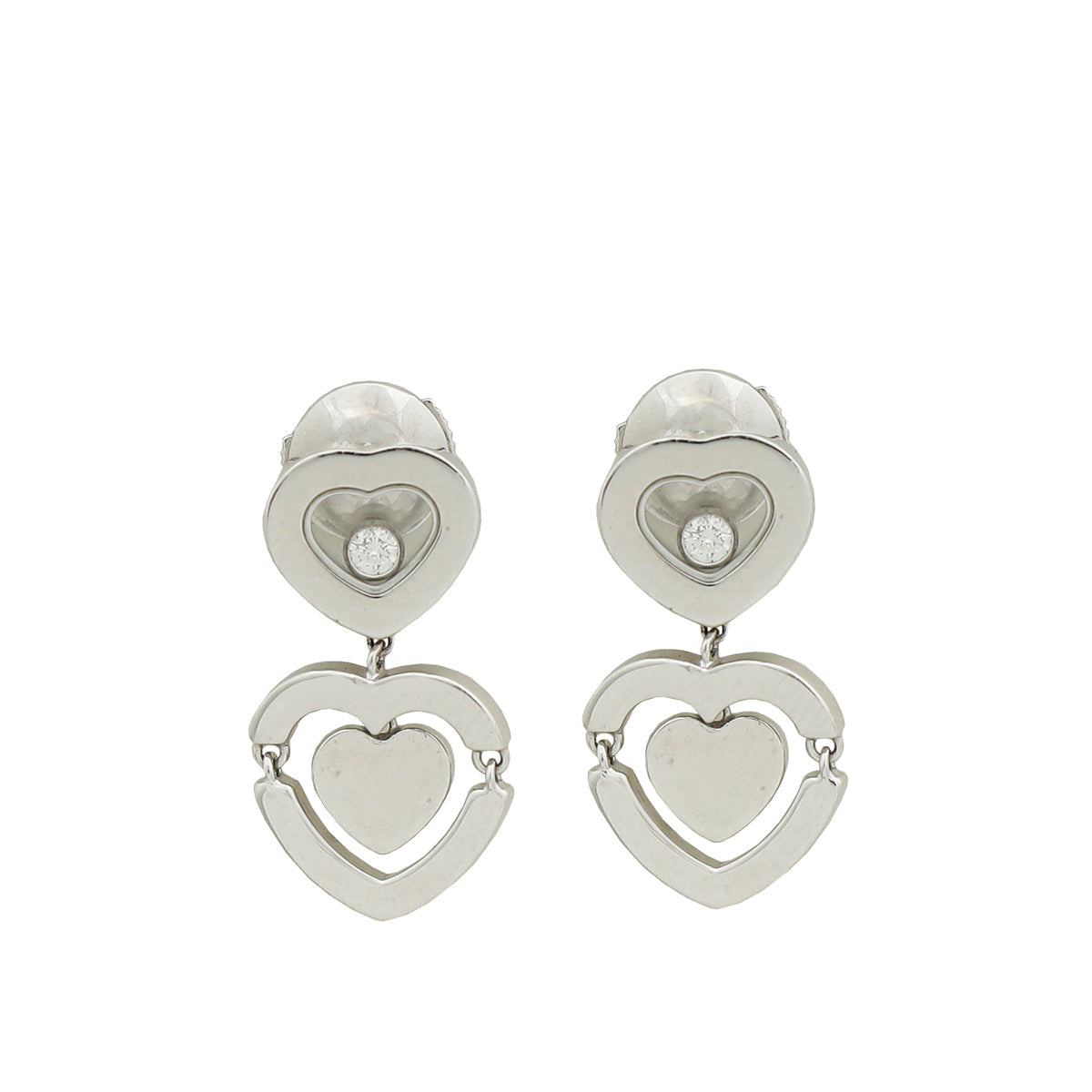 Chopard 18K White Gold Happy Diamond Heart Earrings