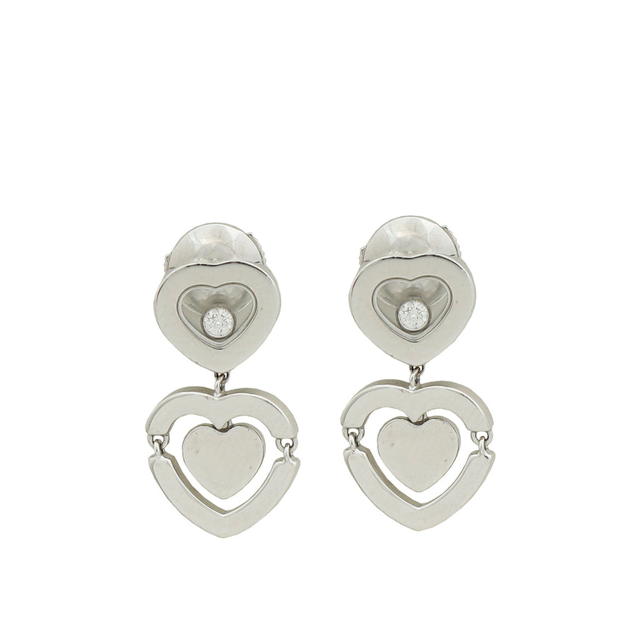 Chopard 18K White Gold Happy Diamond Heart Earrings