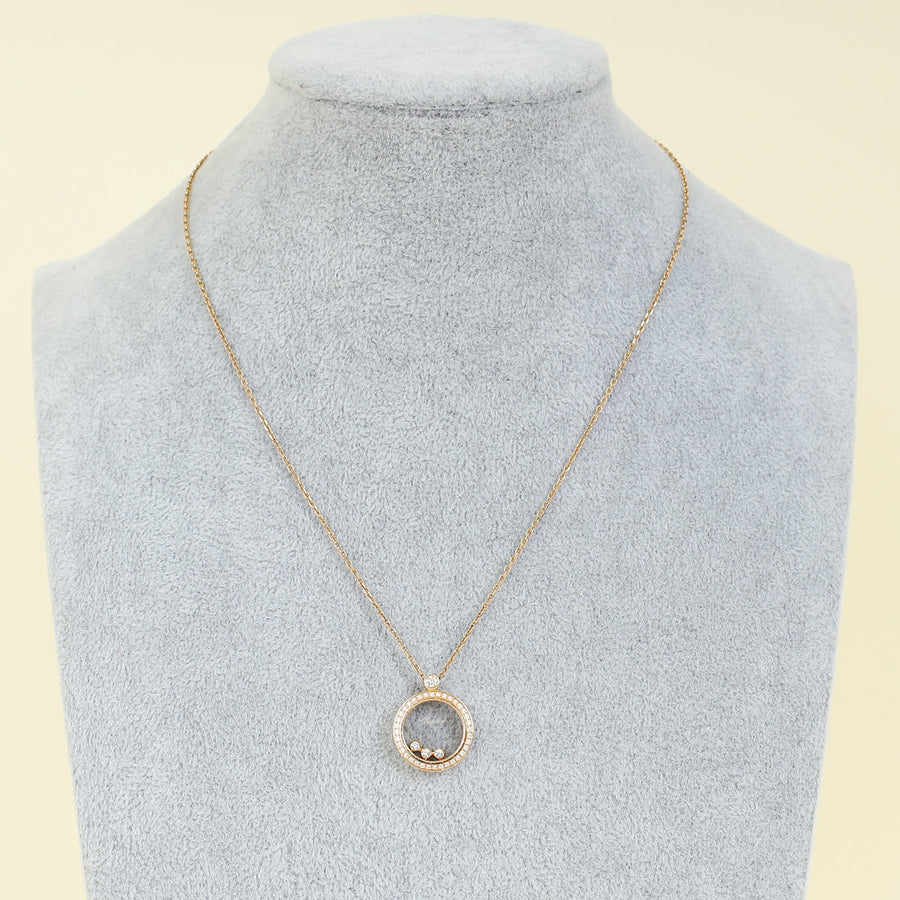 Chopard 18K Rose Gold Happy Diamond Pendant Necklace