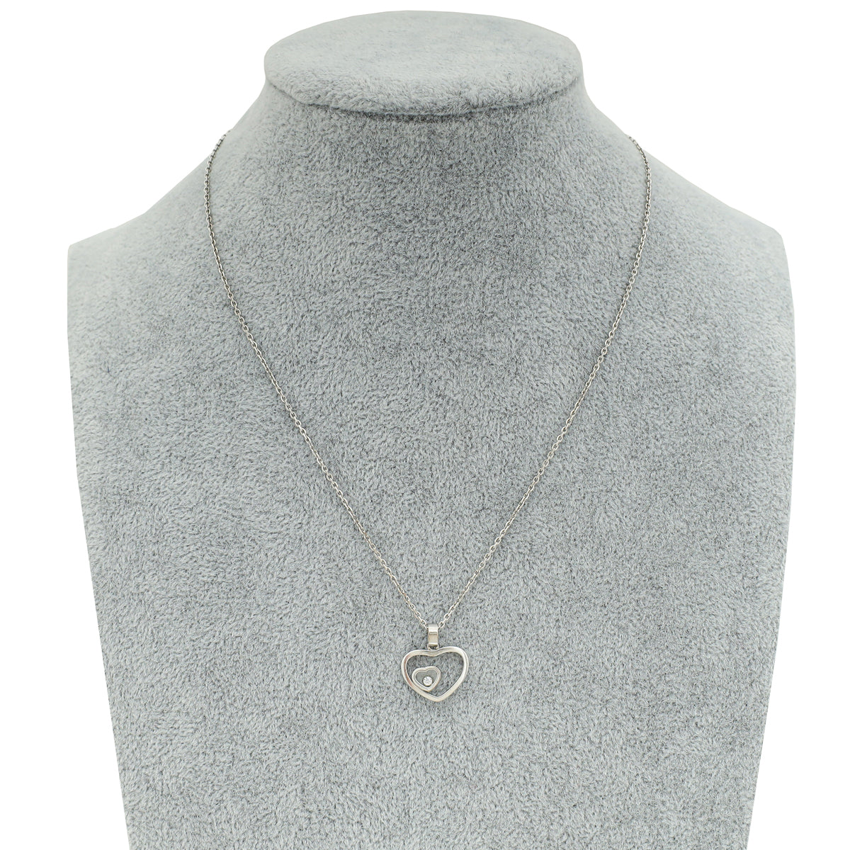 Chopard 18K White Gold Diamond Happy Hearts Necklace