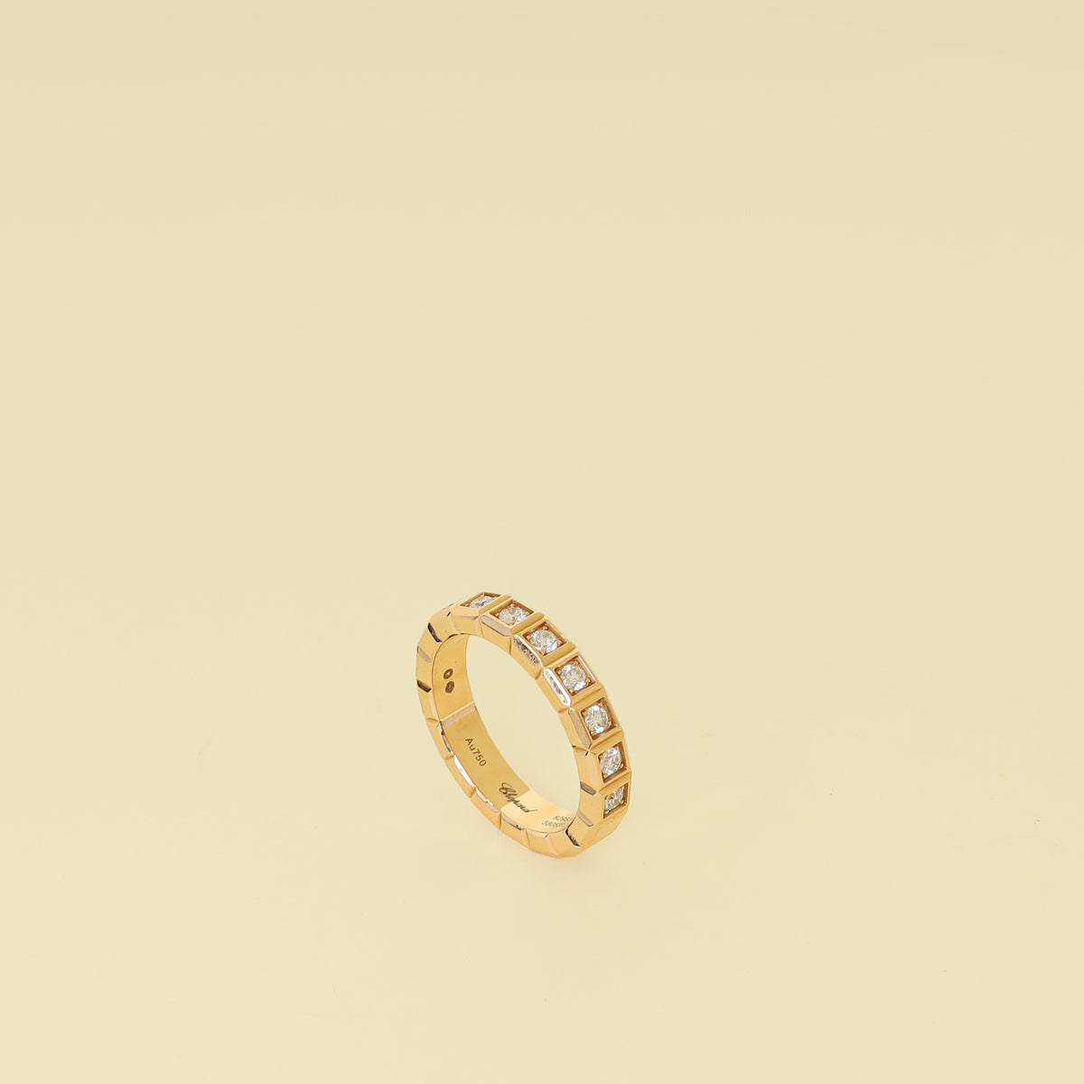 Chopard 18K Rose Gold Ice Cube Diamond Ring 52
