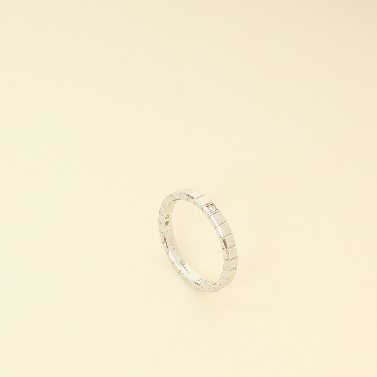 Chopard 18K White Gold Ice Cube 1 Diamond Ring 52
