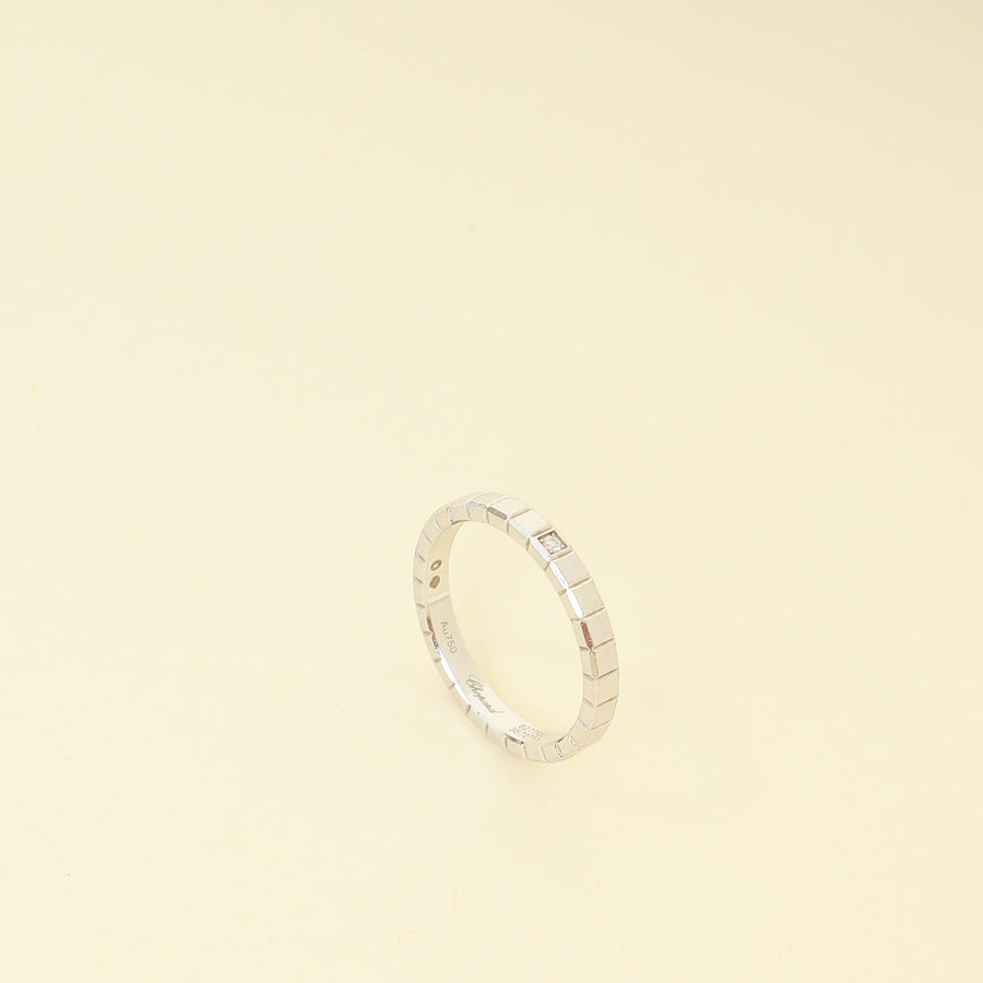 Chopard 18K White Gold Ice Cube 1 Diamond Ring 52