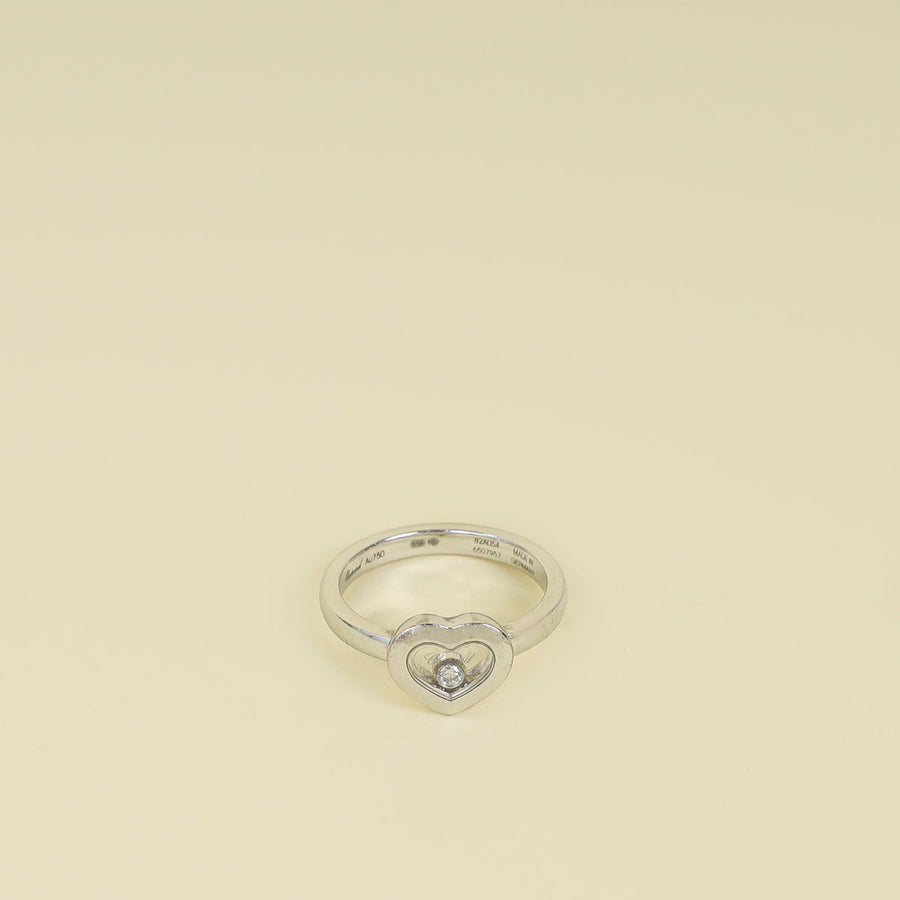Chopard 18K White Gold Happy Diamond Heart Ring 52