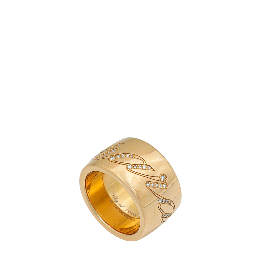 Chopard 18K Pink Gold Diamond "Chopardissimo" Ring 54