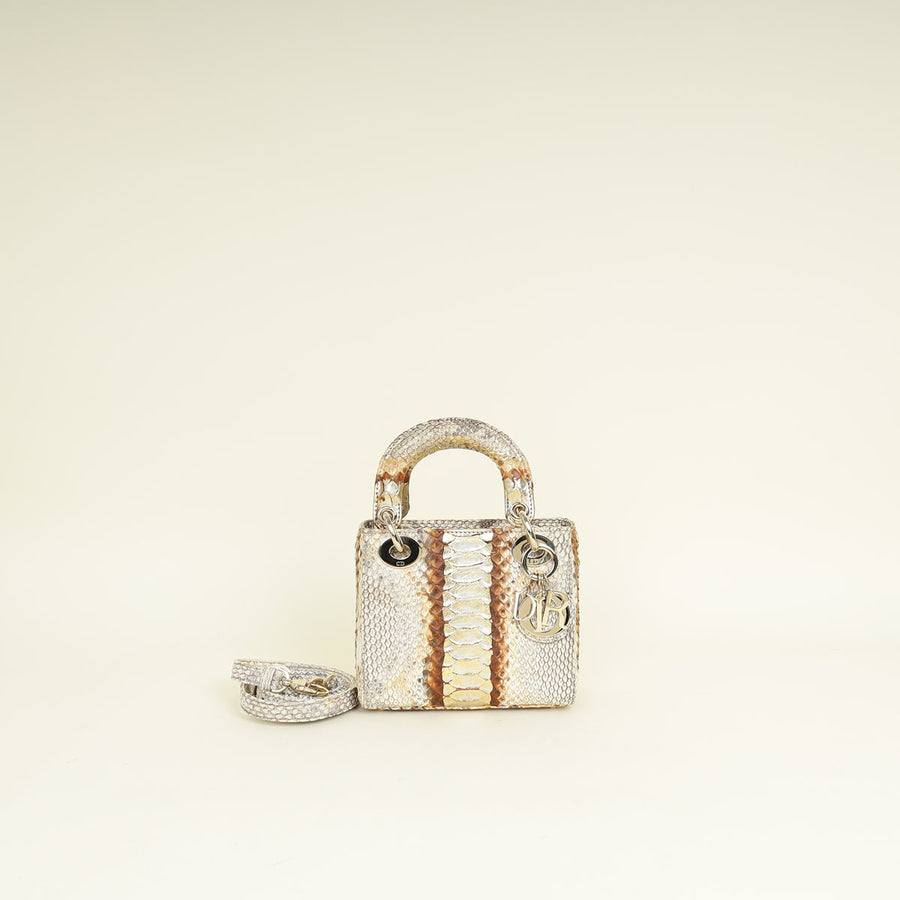 Christian Dior Bicolor Python Mini Lady Dior Bag