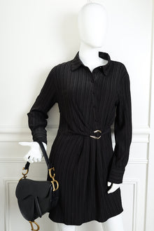 Christian Dior Black Saddle Medium Bag w/ Jacquard Strap