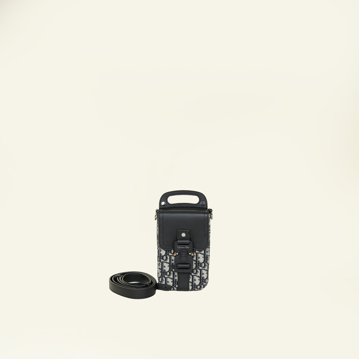 Christian Dior Bicolor Oblique Vertical Saddle Pouch With Strap