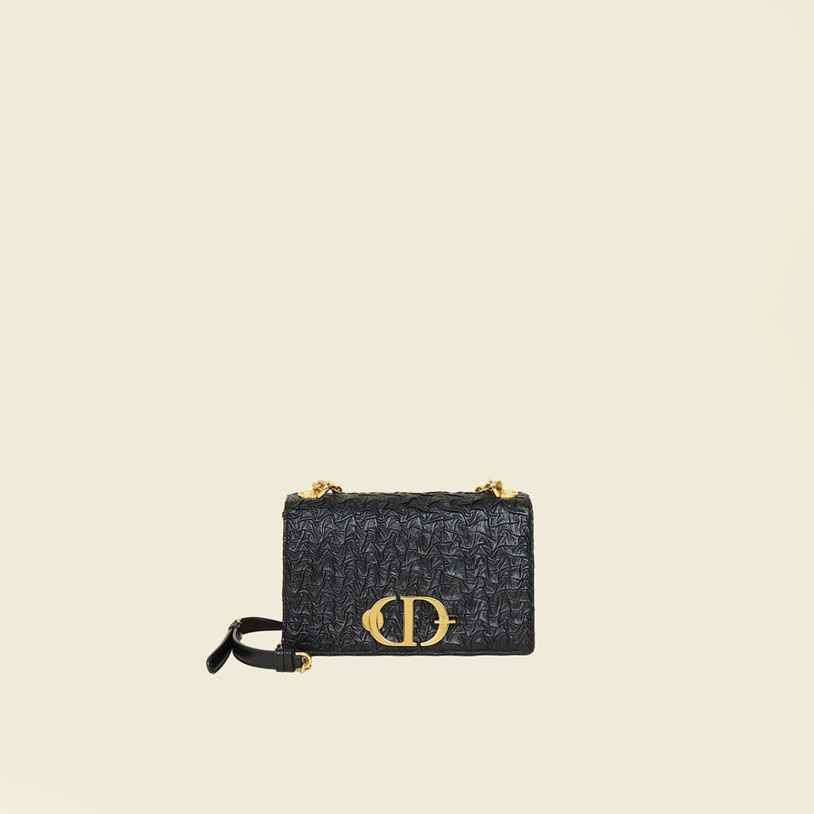 Christian Dior Black Wavy-Effect 30 Montaigne Flap Shoulder Bag