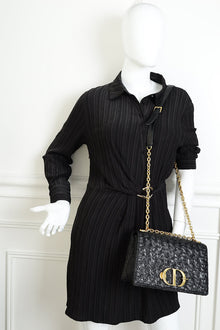 Christian Dior Black Wavy-Effect 30 Montaigne Flap Shoulder Bag