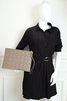 Christian Dior Taupe Cannage Caro Daily Large Pouch