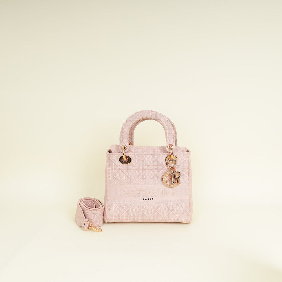Christian Dior Pink Cannage Embroidered Motif Lady D-Lite Medium Bag