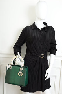 Christian Dior Emerald Green Haute Maroquinerie Lizard Lady Dior Medium Bag