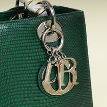 Christian Dior Emerald Green Haute Maroquinerie Lizard Lady Dior Medium Bag
