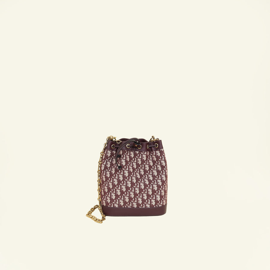 Christian Dior Burgundy Oblique Bucket Bag