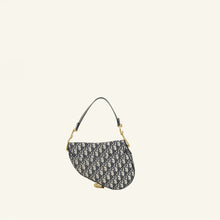 Christian Dior Navy Blue Oblique Saddle Medium Bag W/Strap