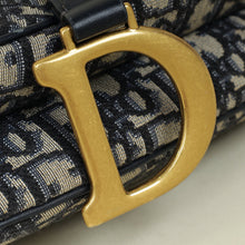 Christian Dior Navy Blue Oblique Saddle Medium Bag W/Strap