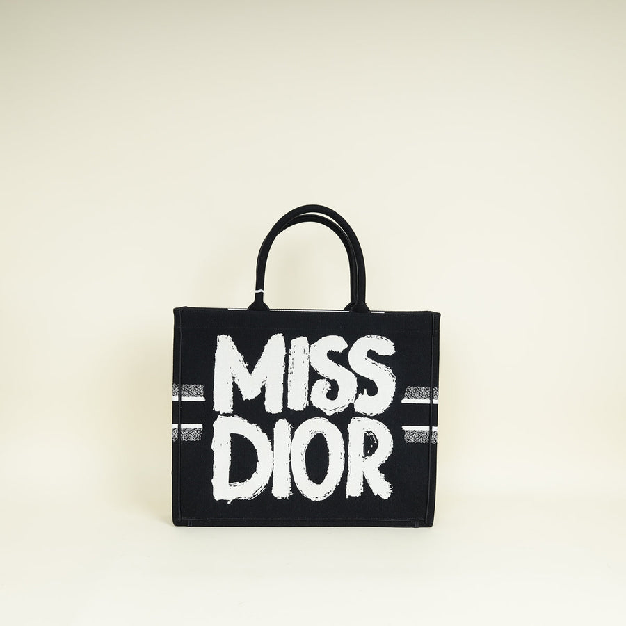 Christian Dior Bicolor Miss Dior Graffiti Embroidery Book Tote Large Bag