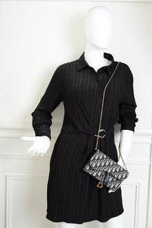 Christian Dior Blue Oblique Saddle Wallet on Chain