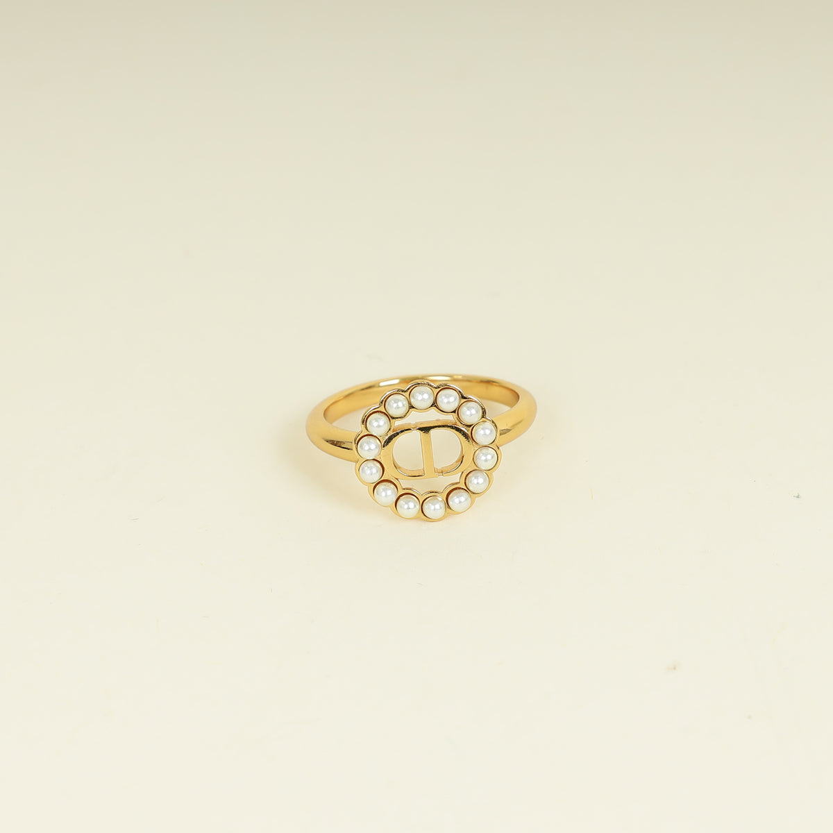 Christian Dior Gold Petit CD Lucky Baroque Ring