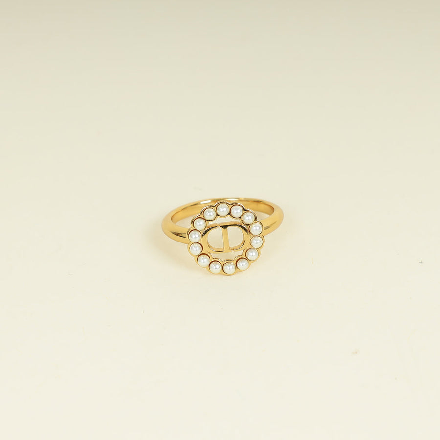 Christian Dior Gold Petit CD Lucky Baroque Ring