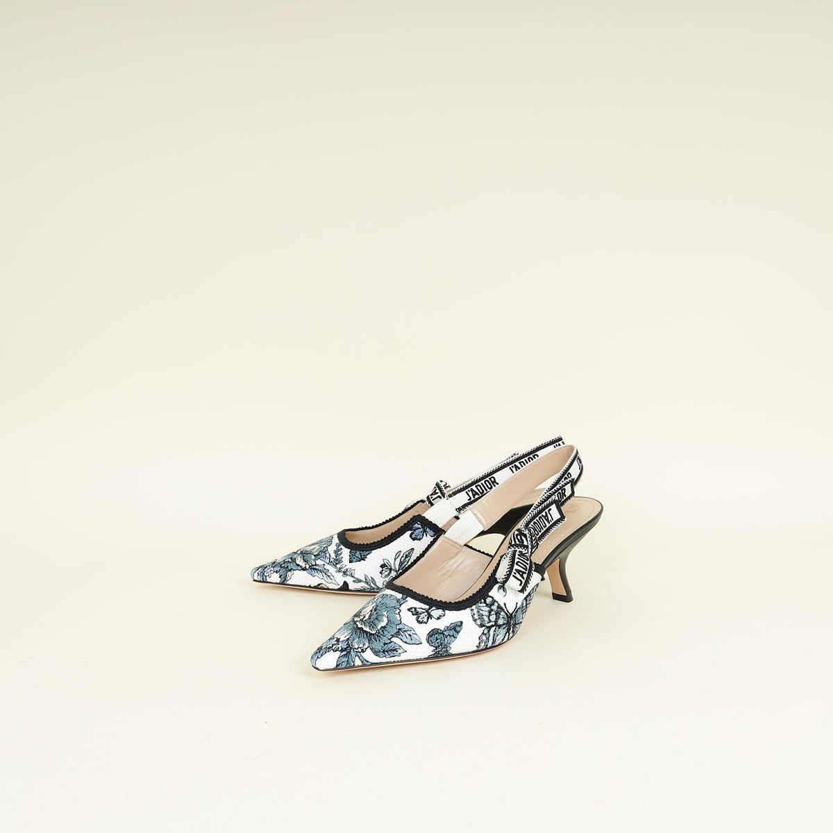 Christian Dior Bicolor TDJ Mexico Embroidered Butterfly J'adior Slingback 38.5