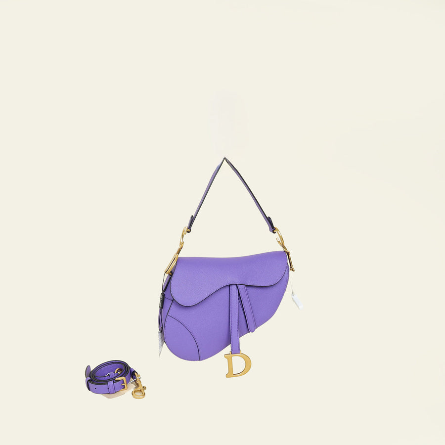 Christian Dior Violet Saddle Medium Bag w/ Strap