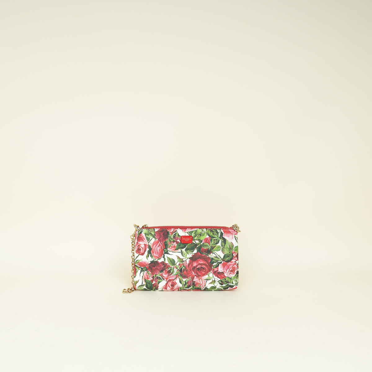 Dolce & Gabbana Tricolor Floral Print Chain Pochette