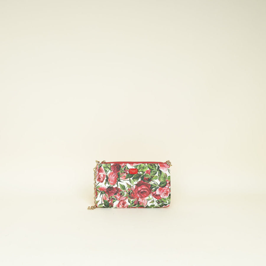 Dolce & Gabbana Tricolor Floral Print Chain Pochette