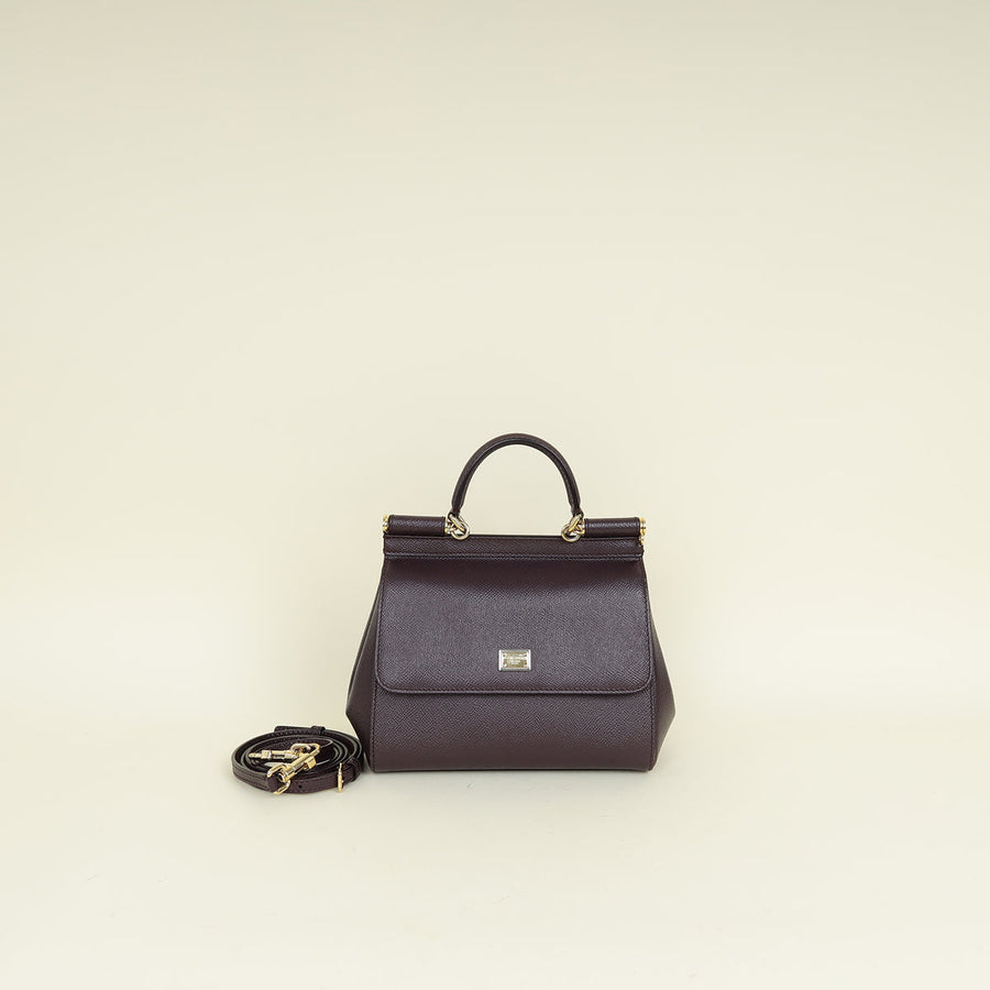 Dolce & Gabbana Burgundy Sicily Dauphine Small Flap Bag