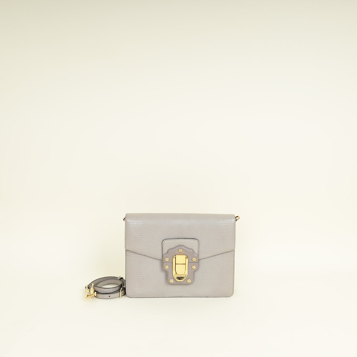 Dolce & Gabbana Grey Iguana Print Lucia Flap Shoulder Bag