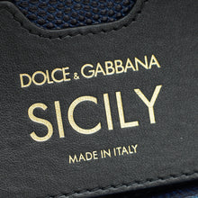 Dolce & Gabbana Navy Blue Sicily Iguana Print Medium Bag