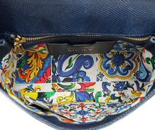 Dolce & Gabbana Navy Blue Sicily Iguana Print Medium Bag