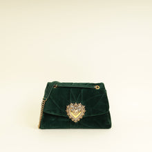 Dolce & Gabbana Emerald Green Devotion Velvet Large Shoulder Bag