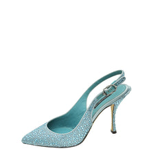 Dolce & Gabbana Blue Slingback Embellished Crystal Pumps 38