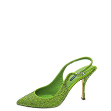 Dolce & Gabbana Lime Green Slingback Embellished Crystal Pumps 38