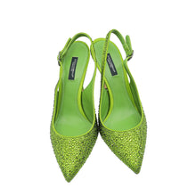 Dolce & Gabbana Lime Green Slingback Embellished Crystal Pumps 38