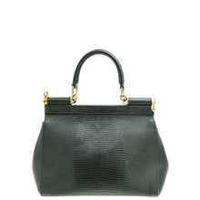 Dolce & Gabbana Dark Green Lizard Embossed Crystal Sicily Bag