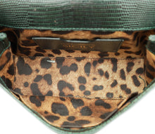 Dolce & Gabbana Dark Green Lizard Embossed Crystal Sicily Bag