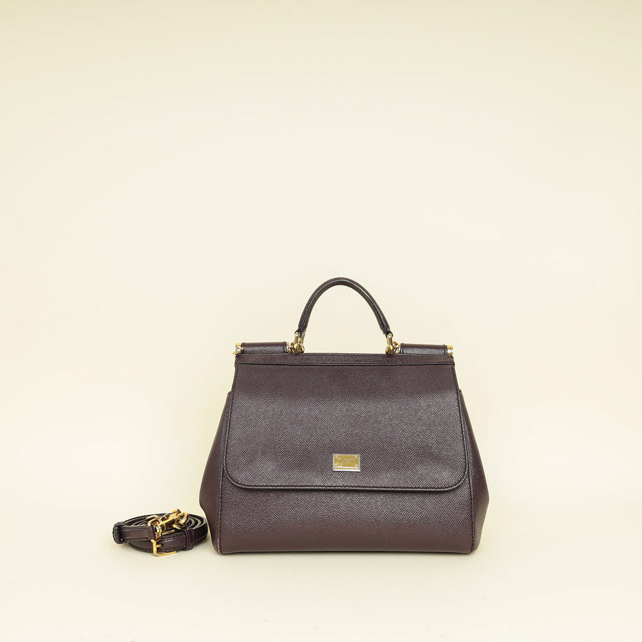 Dolce & Gabbana Burgundy Sicily Dauphine Medium Bag