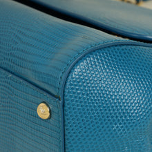 Dolce & Gabbana Blue Sicily Iguana Print Medium Bag