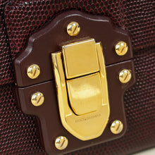 Dolce & Gabbana Burgundy Lizard Embossed Lucia Bag