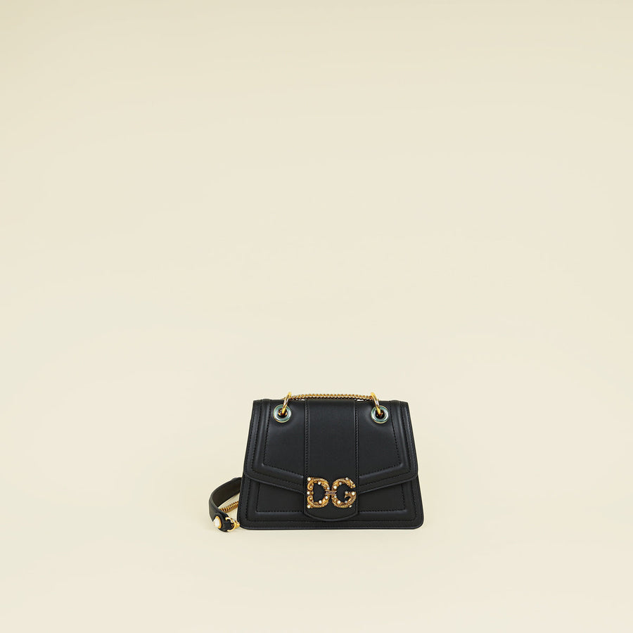 Dolce & Gabbana Black DG Amore Small Flap Chain Bag