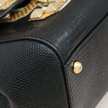 Dolce & Gabbana Black Sicily Am A Star Studs Embellished Iguana Print Medium Bag