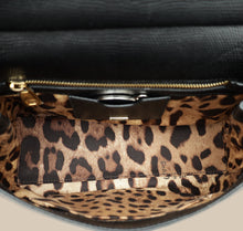 Dolce & Gabbana Black Sicily Am A Star Studs Embellished Iguana Print Medium Bag